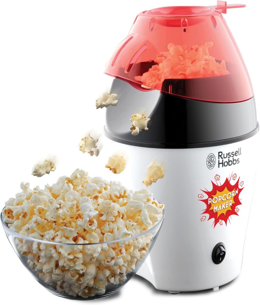Russell Hobbs Fiesta 24630-56 Hot Air Popcorn Machine, Oil-Free, 1290W White/Black