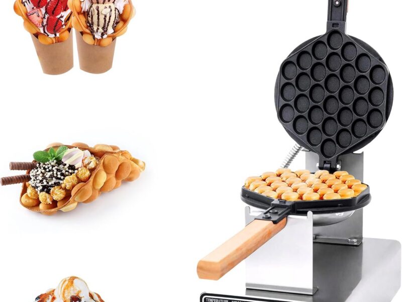 JUMEIYP Commercial Electric Egg Waffle Maker, 180° Rotating