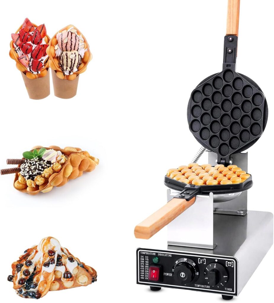 JUMEIYP Commercial Electric Egg Waffle Maker, 180° Rotating