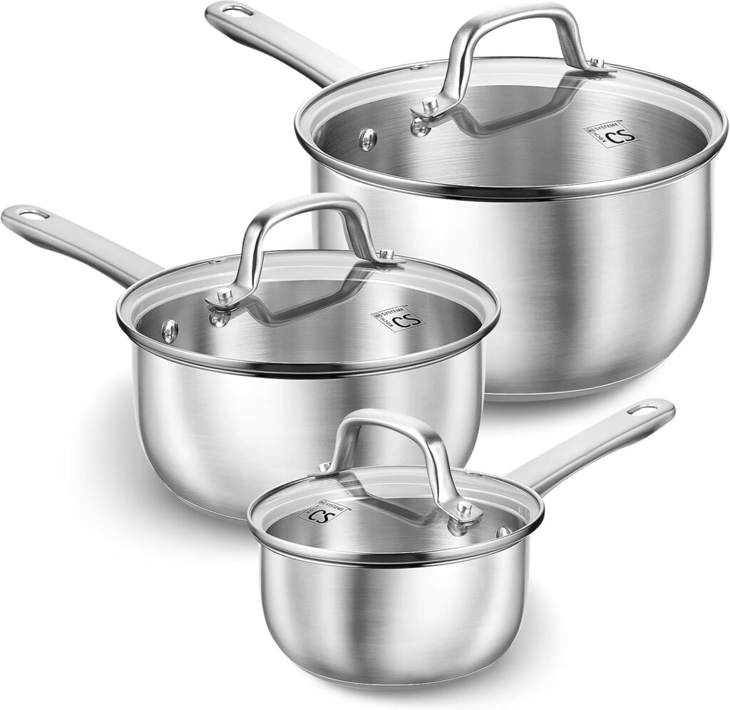 KOCH SYSTEME CS 6-Piece Stainless Steel Saucepan Set, 16cm, 18cm & 20cm