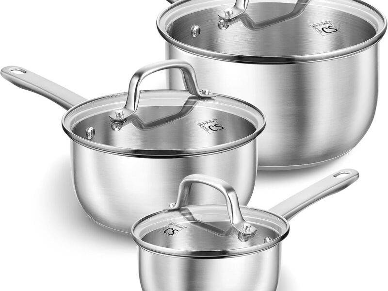 KOCH SYSTEME CS 6-Piece Stainless Steel Saucepan Set, 16cm, 18cm & 20cm