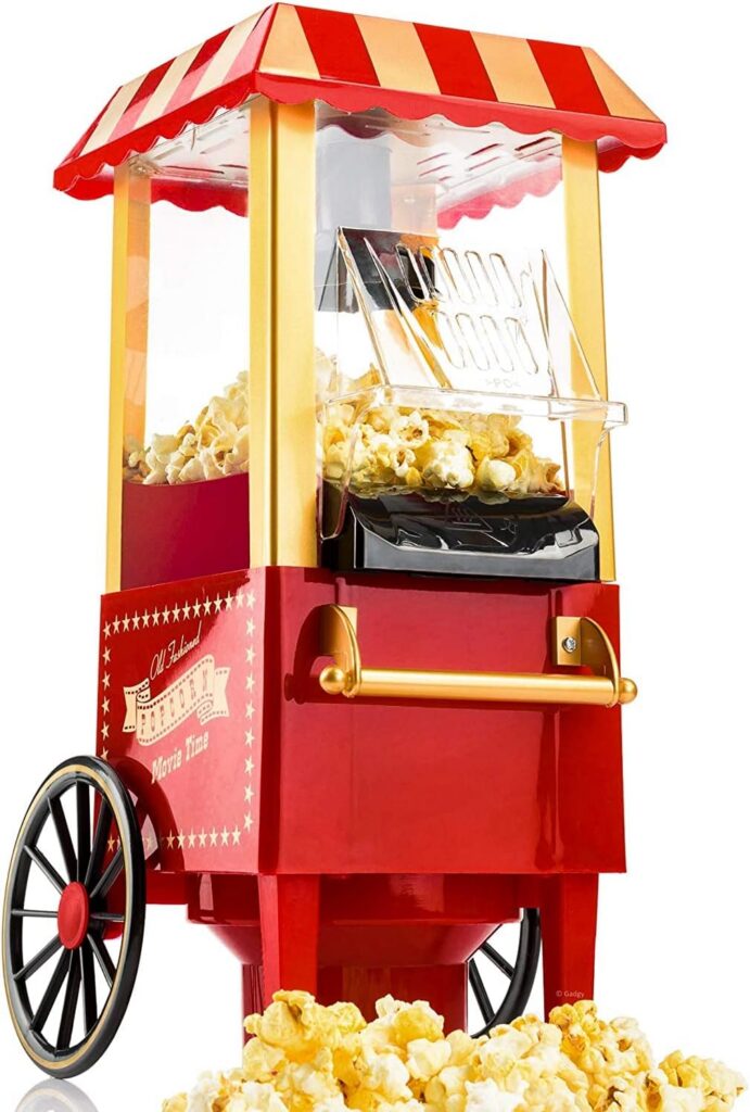 Gadgy Fast Hot Air Popcorn Machine, Retro Red, Oil-Free with Measuring Cup