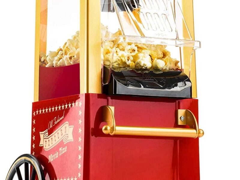 Gadgy Fast Hot Air Popcorn Machine, Retro Red, Oil-Free with Measuring Cup