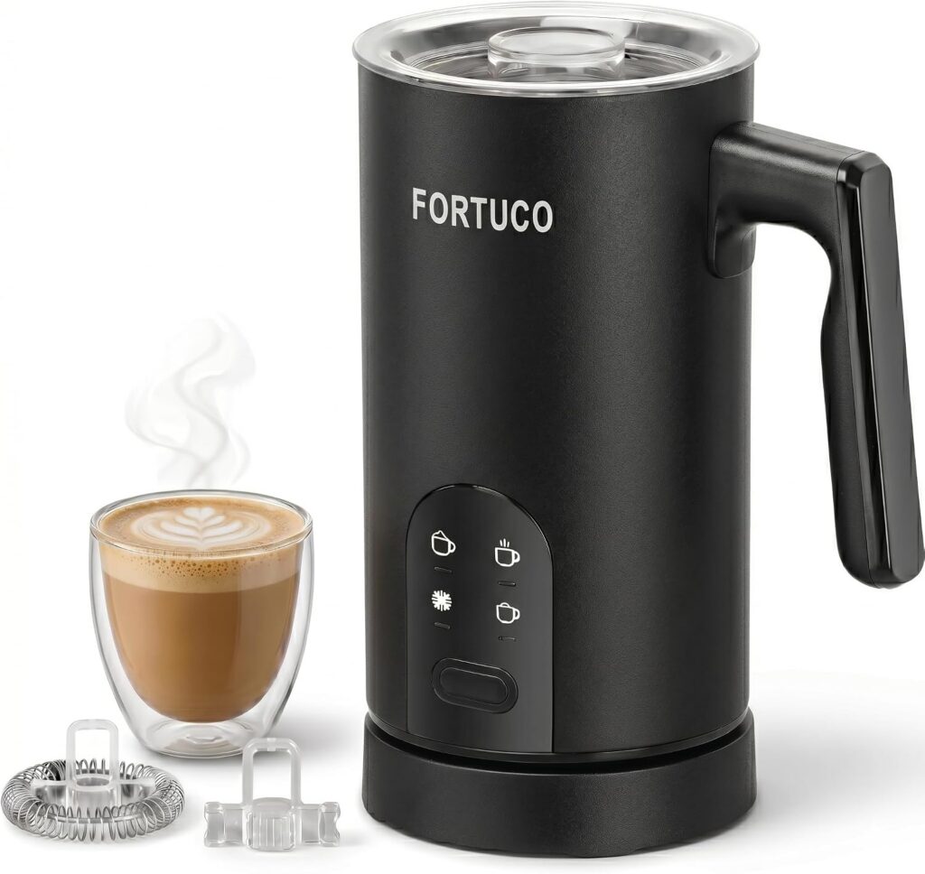 Four-in-One Matte Black Milk Warmer & Foamer