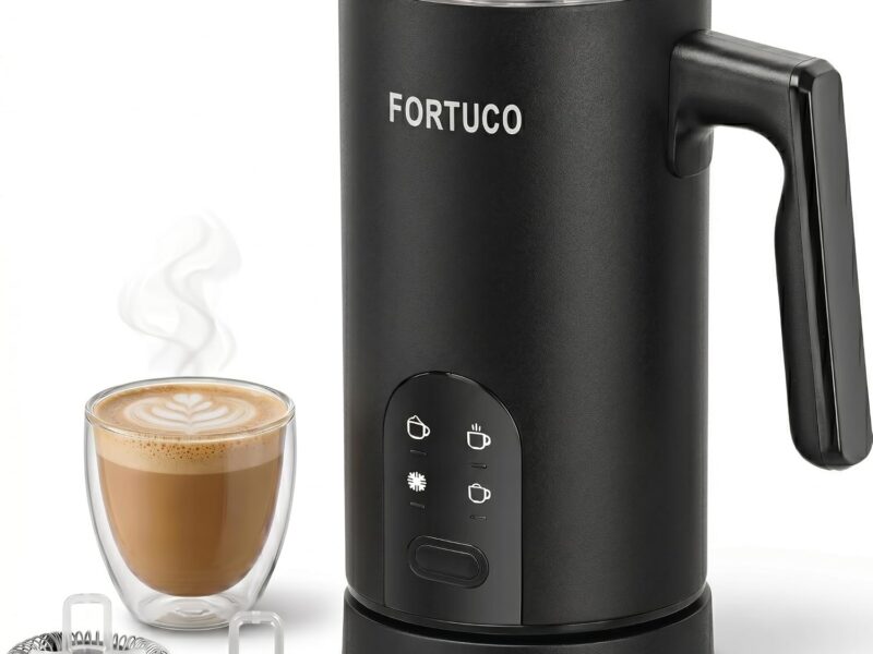 Four-in-One Matte Black Milk Warmer & Foamer