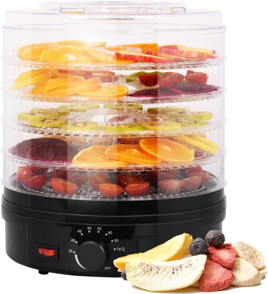 5-Layer Electric Food Dehydrator, Temperature Control & High-Heat Circulation