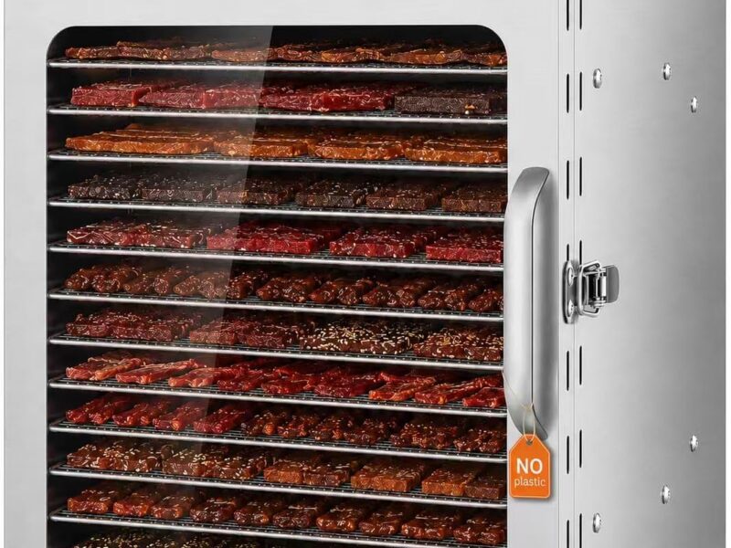 Oiyocemo 12-Tray Stainless Steel Food Dehydrator, 1000W & 24H Timer