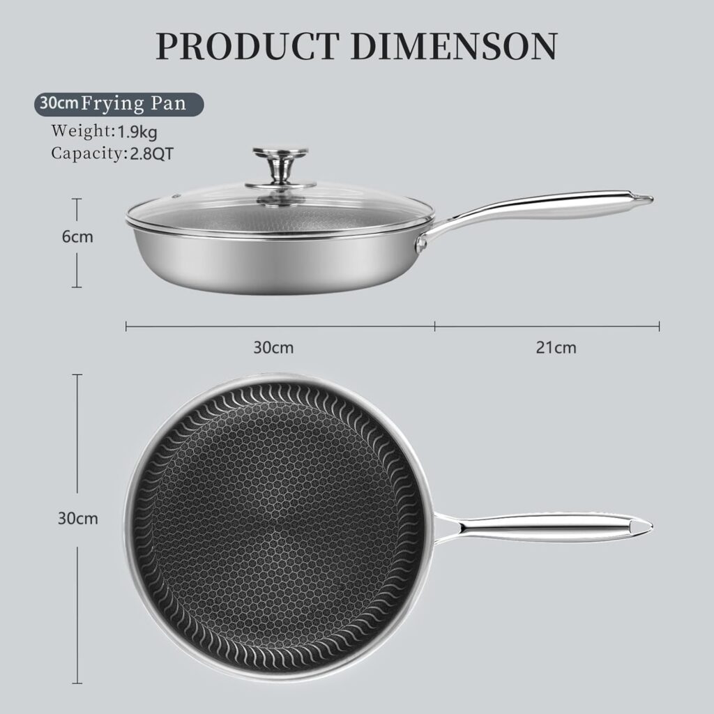 Stainless Steel Honeycomb Wok, 12 Inch with Lid