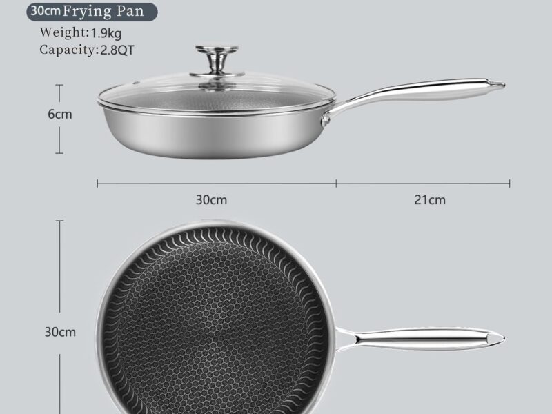 Stainless Steel Honeycomb Wok, 12 Inch with Lid