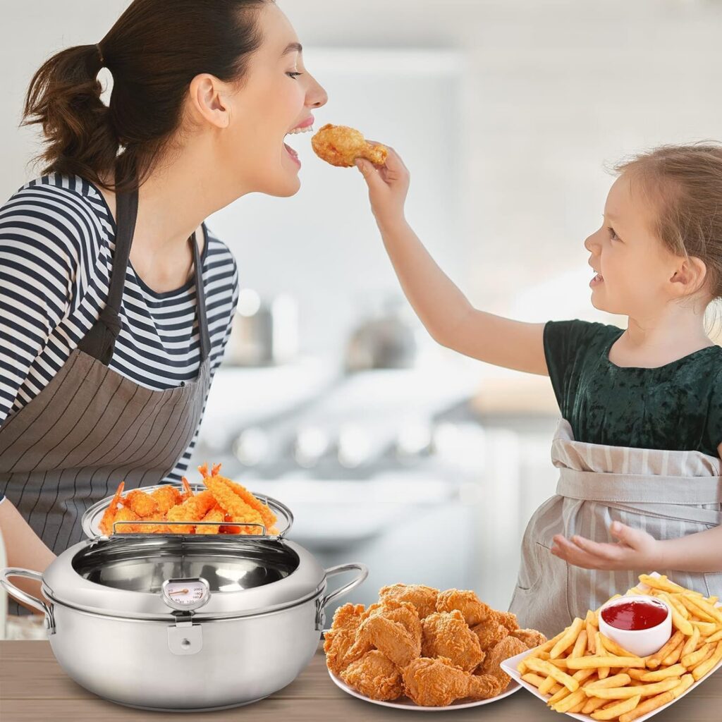 Japanese Style 304 Stainless Steel Tempura Frying Pot with Thermometer