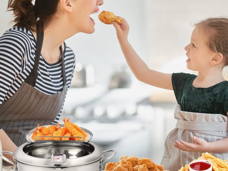 Japanese Style 304 Stainless Steel Tempura Frying Pot with Thermometer