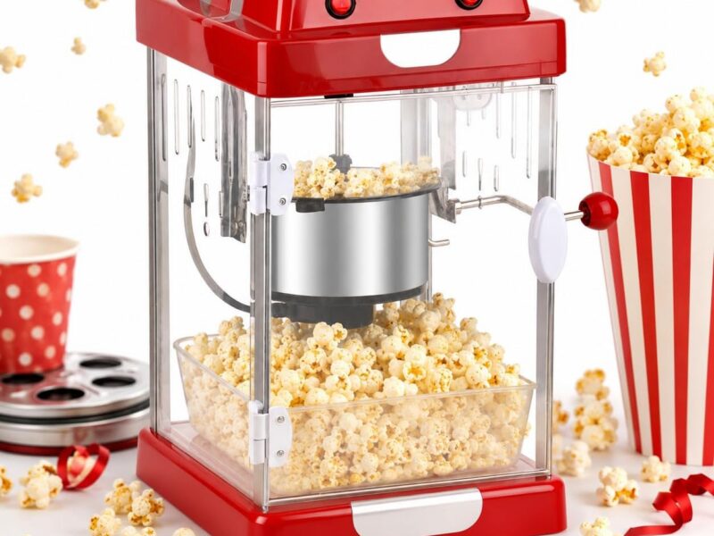 Retro Popcorn Popper with Stainless Steel Kettle