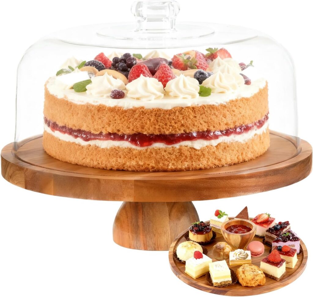 Two-in-One Domed Acacia Wood Cake Stand