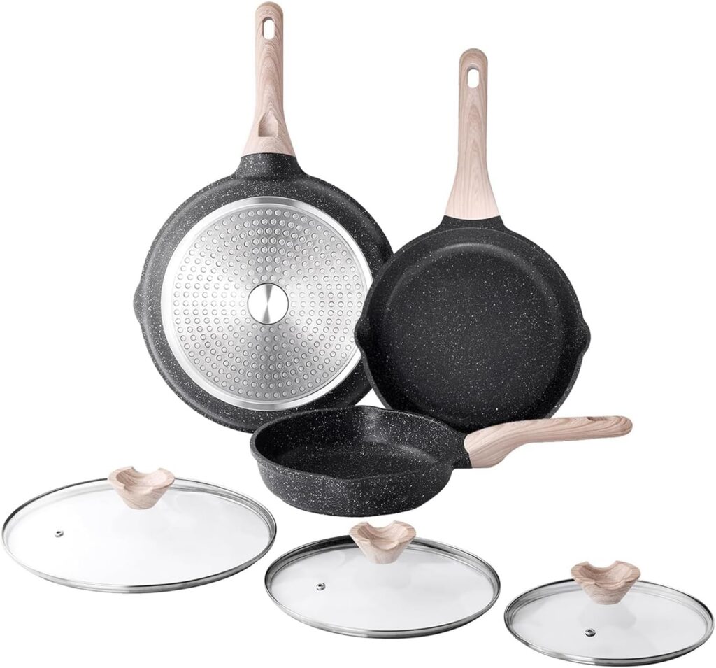 Kordisen Nonstick Frying Pan Set with Lids, 3 Piece