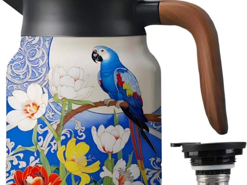 Floral Insulated Steel Tea Flask with Infuser, 800ml