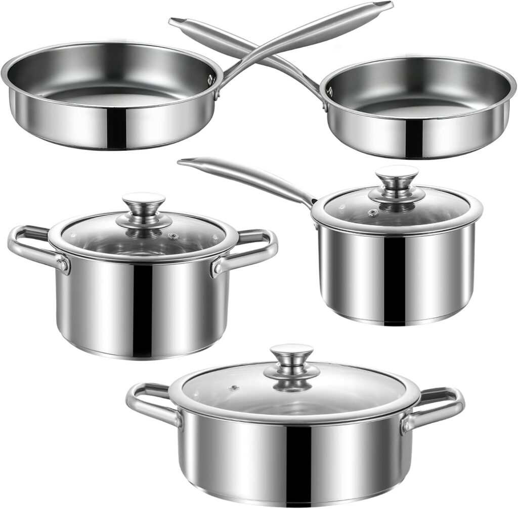 8-Piece Stainless Steel Pots & Pans Cookware Set
