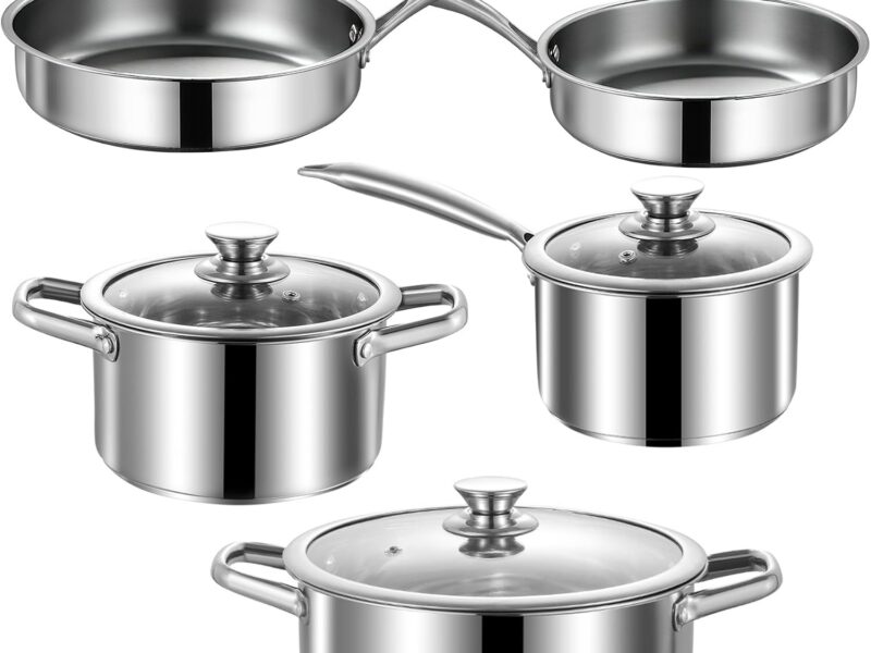 8-Piece Stainless Steel Pots & Pans Cookware Set