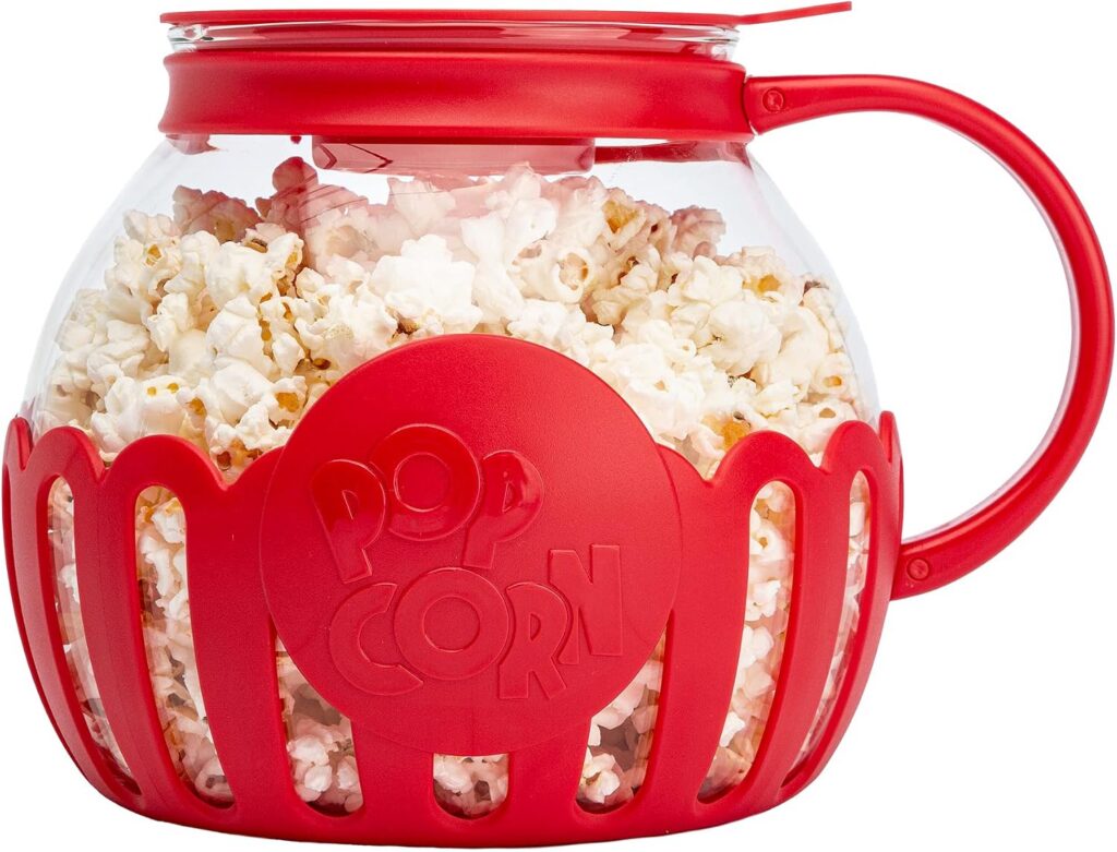 Ecolution Micro-Pop Microwave Popcorn Popper, Butter Melt Lid, 3-Quart Red