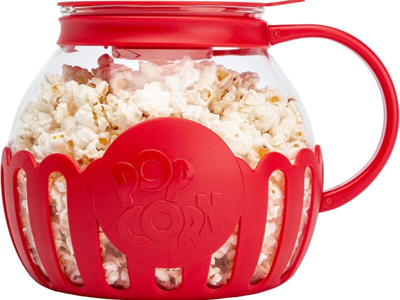 Ecolution Micro-Pop Microwave Popcorn Popper, Butter Melt Lid, 3-Quart Red