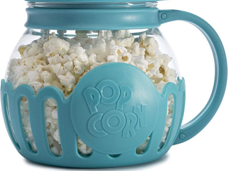 Ecolution Micro-Pop Microwave Popcorn Popper, Butter Melt Lid, 1.5-Quart Teal