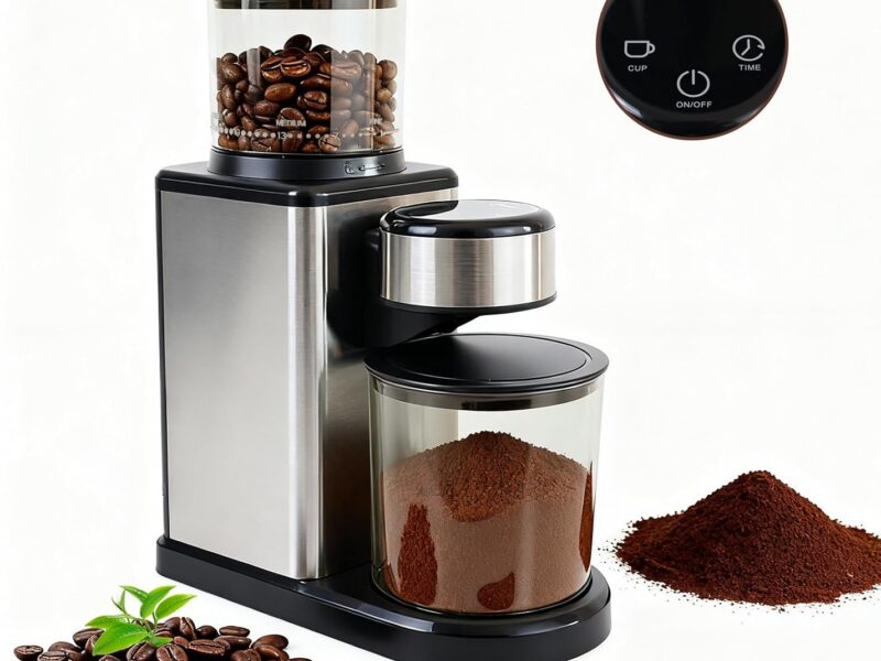 congeowe Touch Screen Conical Burr Coffee Grinder