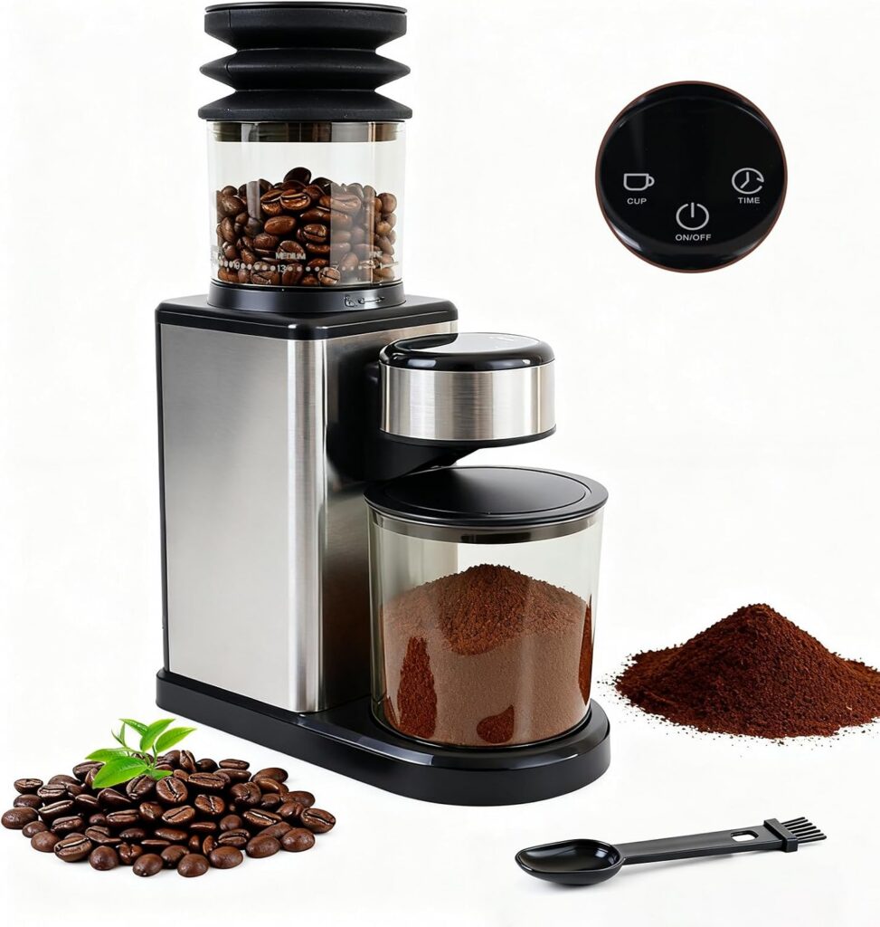 congeowe Touch Screen Conical Burr Coffee Grinder
