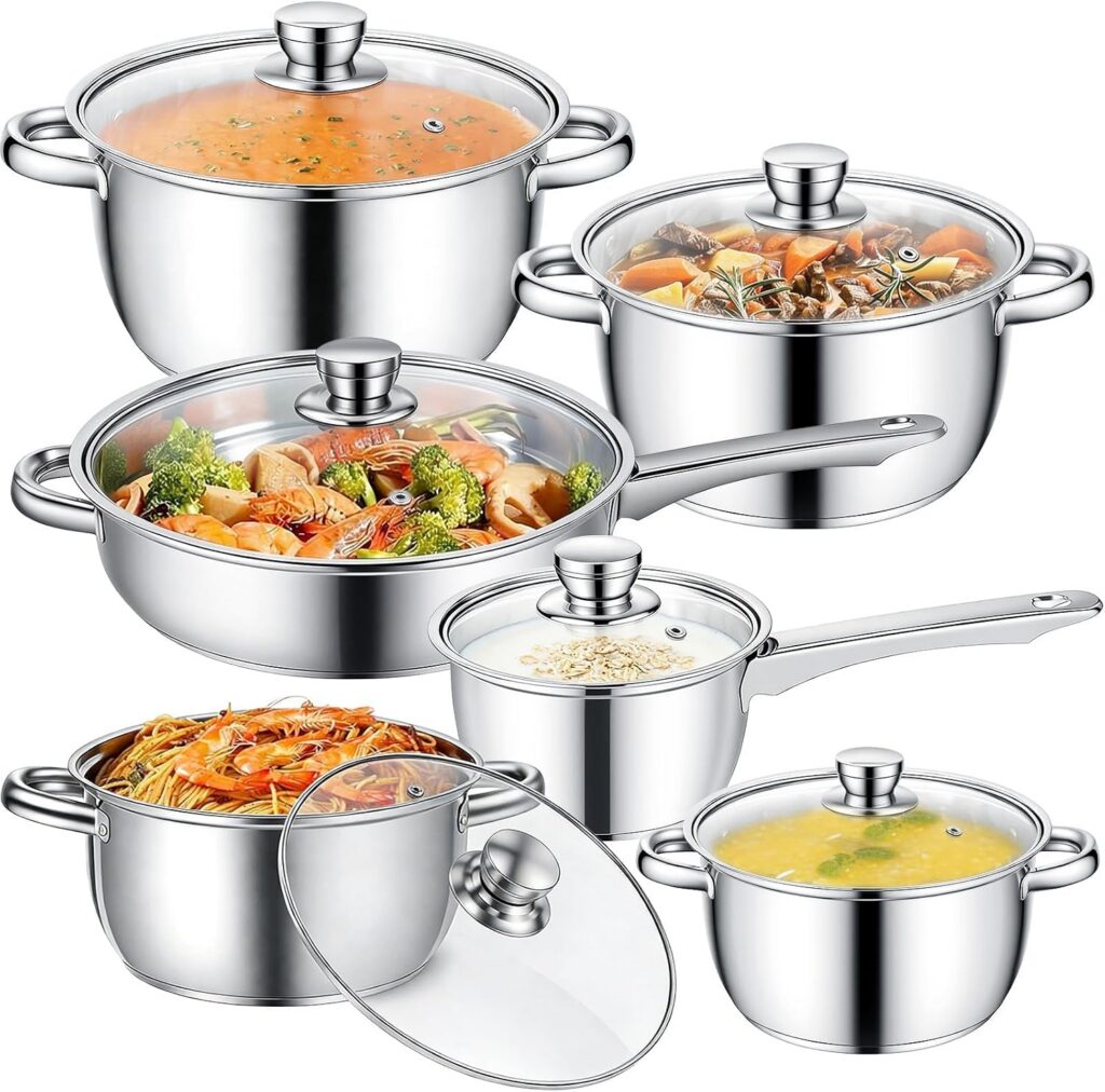 12-Piece Multi-Ply Clad Stainless Steel Pots & Pans Set