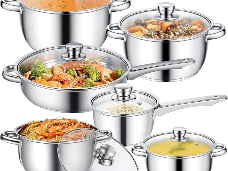12-Piece Multi-Ply Clad Stainless Steel Pots & Pans Set