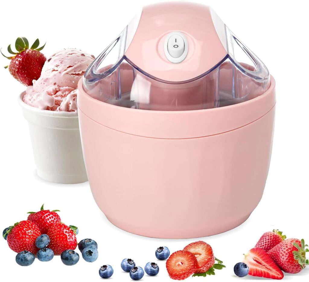 Mini Ice Cream Maker with Freezer Bowl, Ice Cream, Sorbet & Gelato
