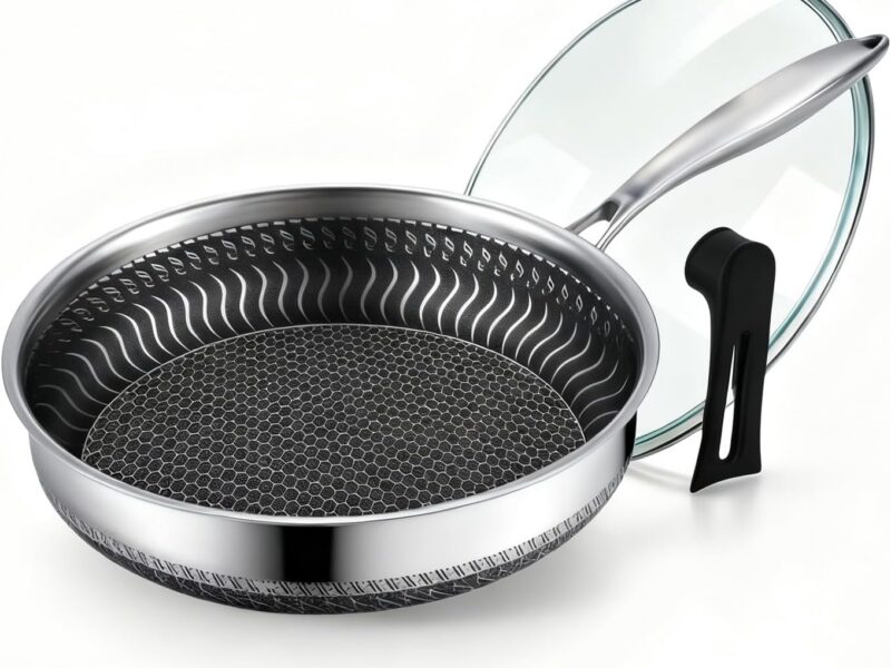 Stainless Steel Nonstick Frying Pan with Lid, 28cm