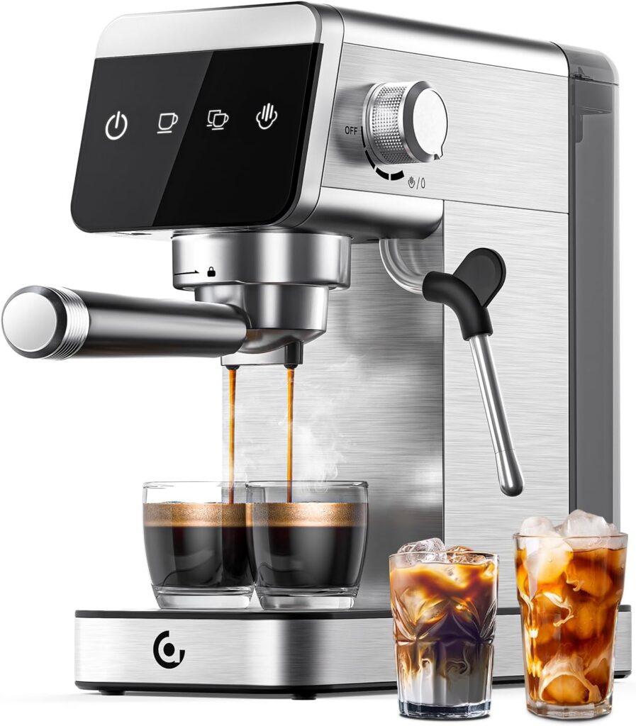 AMZCHEF Compact LED Touch Espresso Maker, 1350W