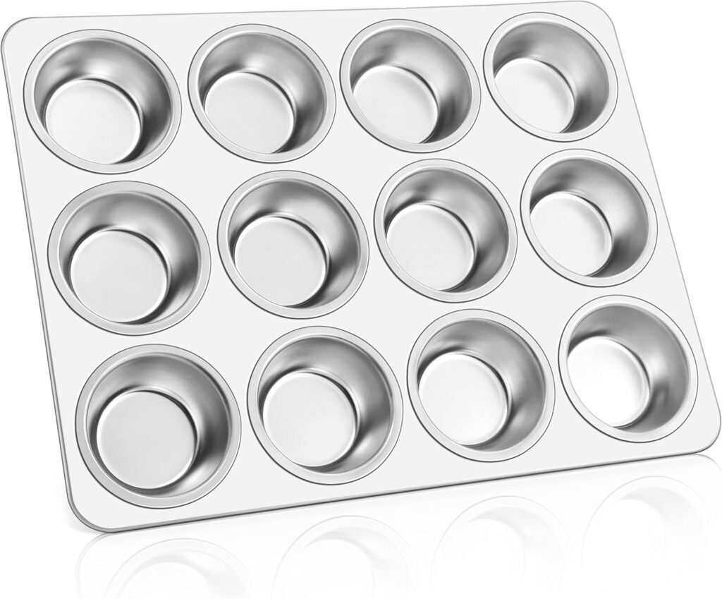 E-far 18/0 Stainless Cupcake Tin, 12 Cup