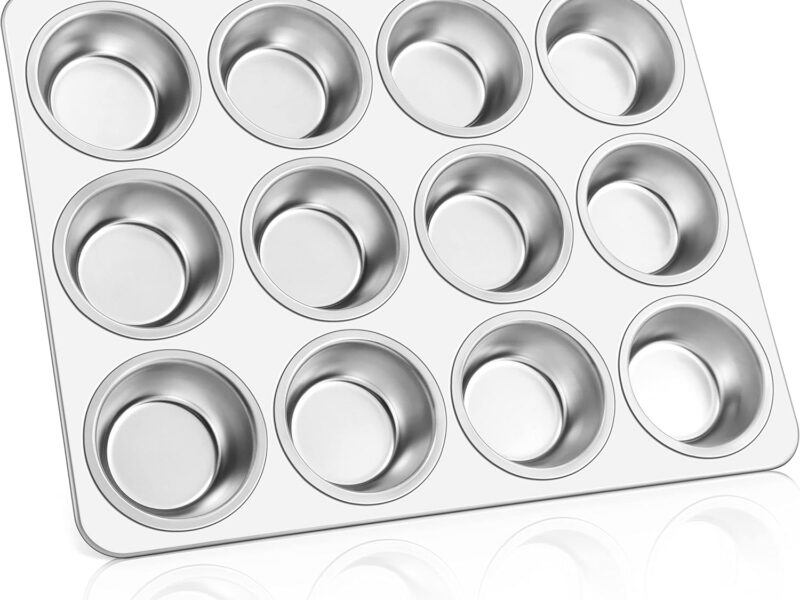 E-far 18/0 Stainless Cupcake Tin, 12 Cup