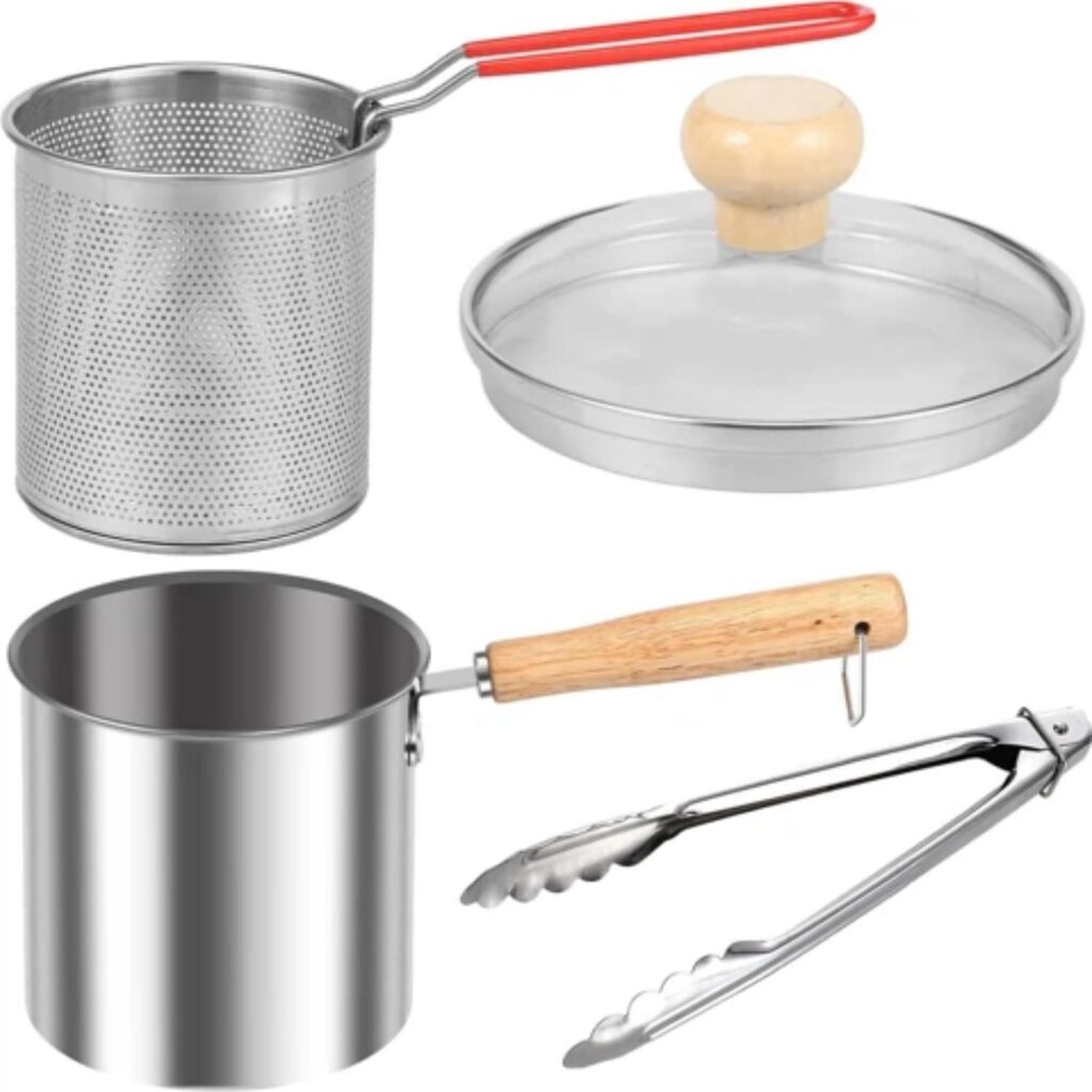1.3-Quart 304 Stainless Steel Deep Fryer Pot with Basket