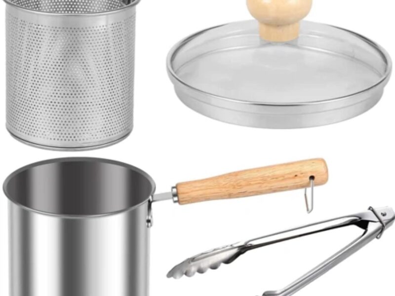 1.3-Quart 304 Stainless Steel Deep Fryer Pot with Basket