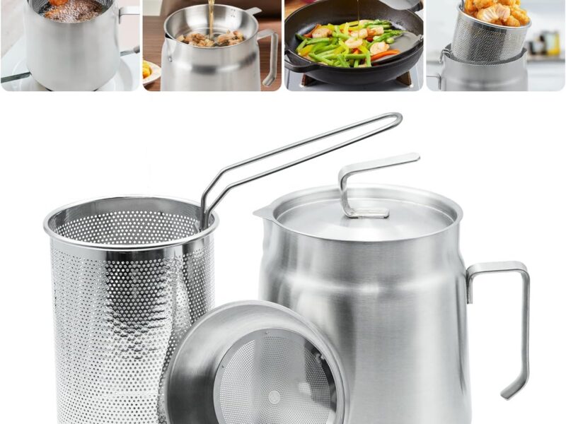 2L Stainless Steel Oil Filter Pot with Deep Fryer Basket
