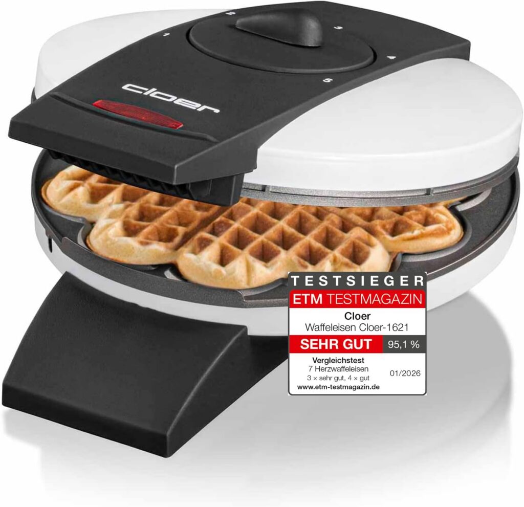 Cloer 1621 Heart Waffle Iron, 930W