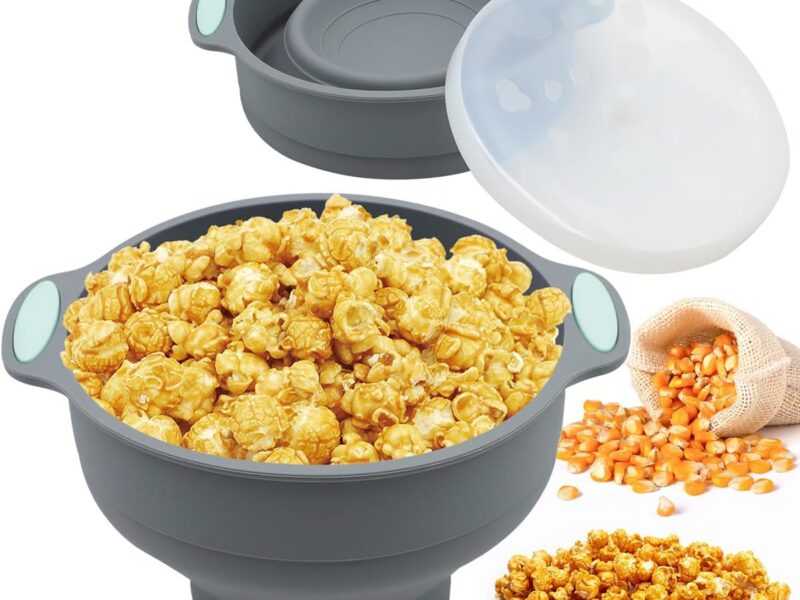 Collapsible Silicone Popcorn Bowl for Oven & Microwave, 200g Kernel Capacity