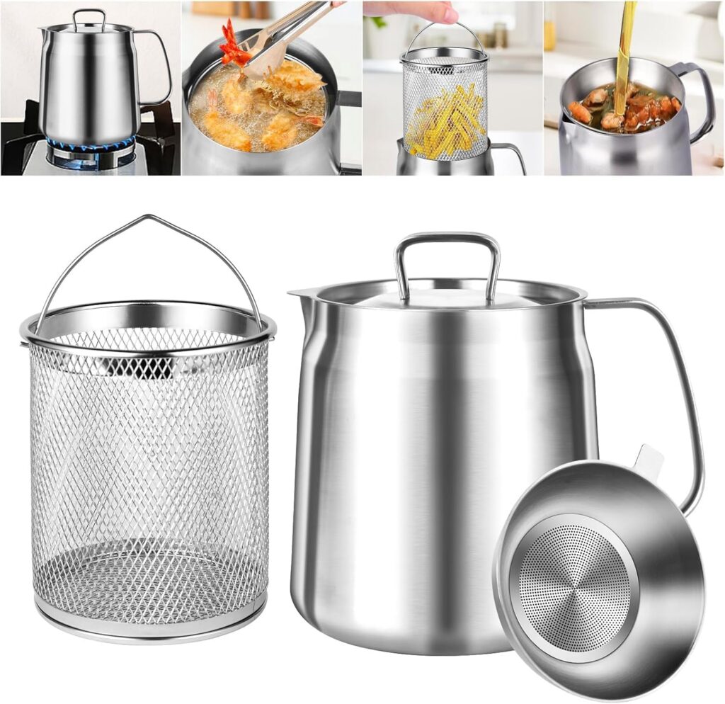 2L 304 Stainless Steel Deep Fryer Pot with Basket