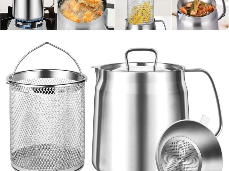 2L 304 Stainless Steel Deep Fryer Pot with Basket