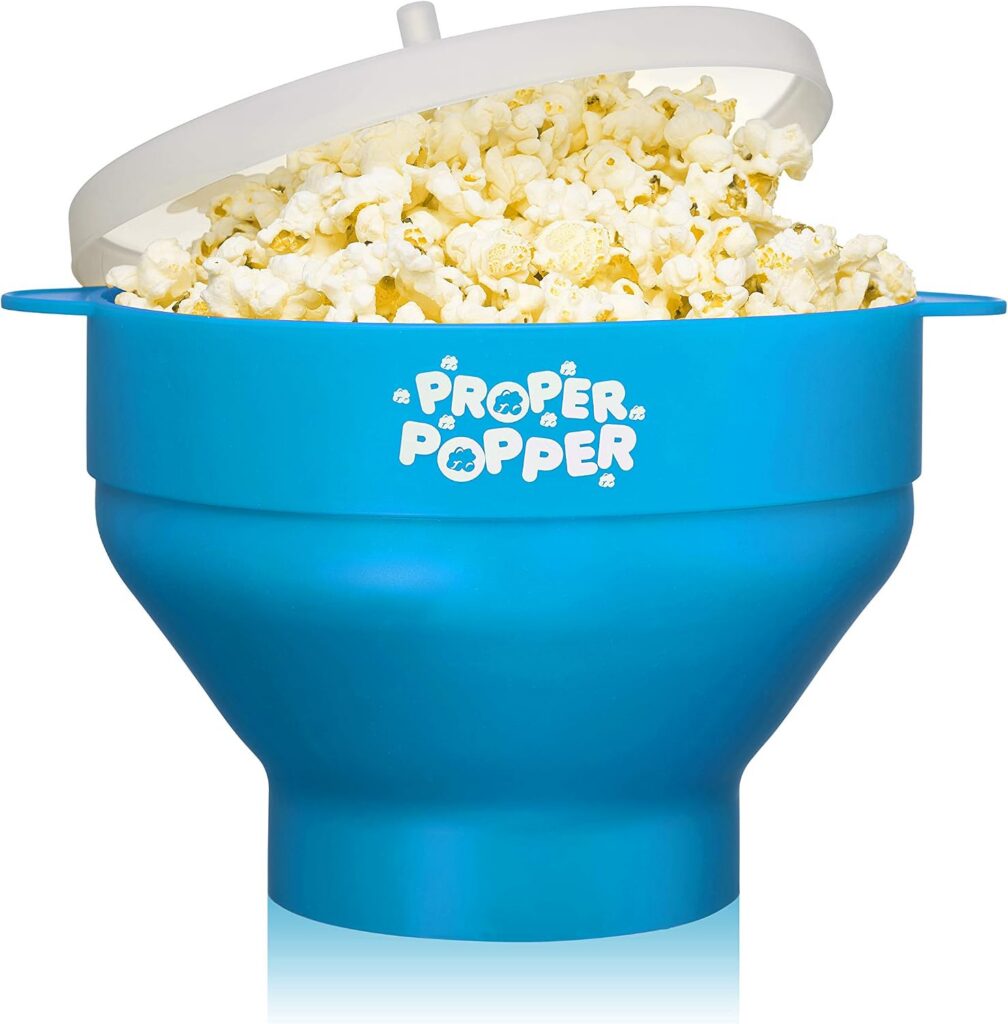 Proper Popper Original Collapsible Silicone Microwave Popcorn Maker, Turquoise