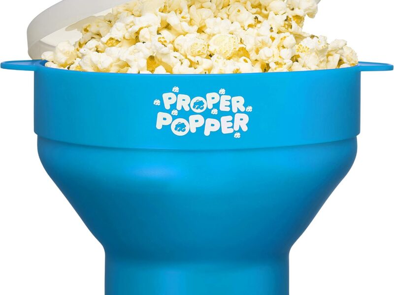 Proper Popper Original Collapsible Silicone Microwave Popcorn Maker, Turquoise
