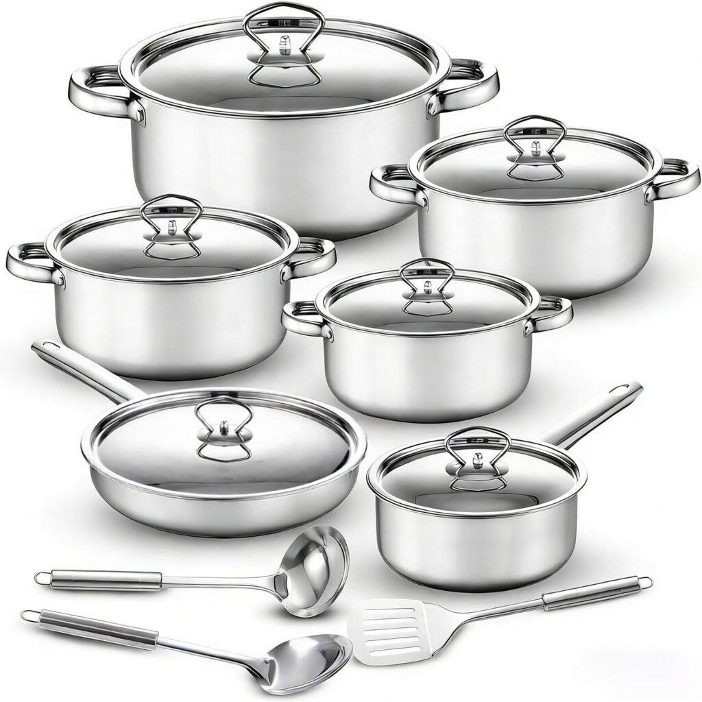 15-Piece Tri-Ply Stainless Steel Pots & Pans Set