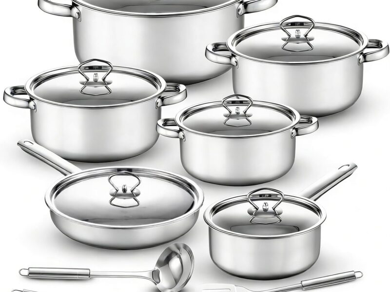 15-Piece Tri-Ply Stainless Steel Pots & Pans Set