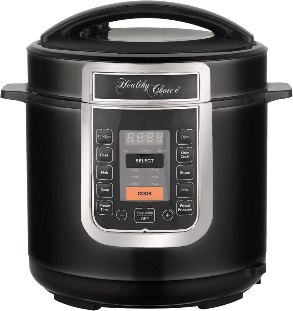 Healthy Choice 6L Ceramic-Coated Pressure Cooker and Slow Cooker