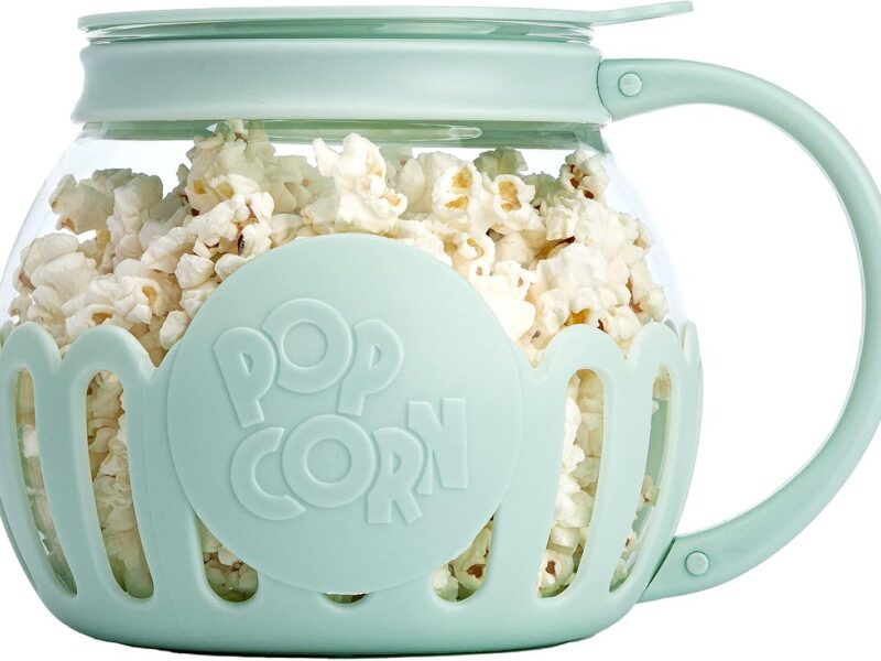 Ecolution Micro-Pop Microwave Popcorn Popper, Butter Melt Lid, 1.5-Quart Aqua
