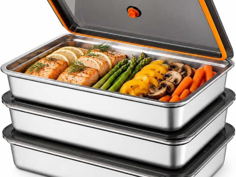 Lidded 304 Stainless Oven Trays, Three Pack
