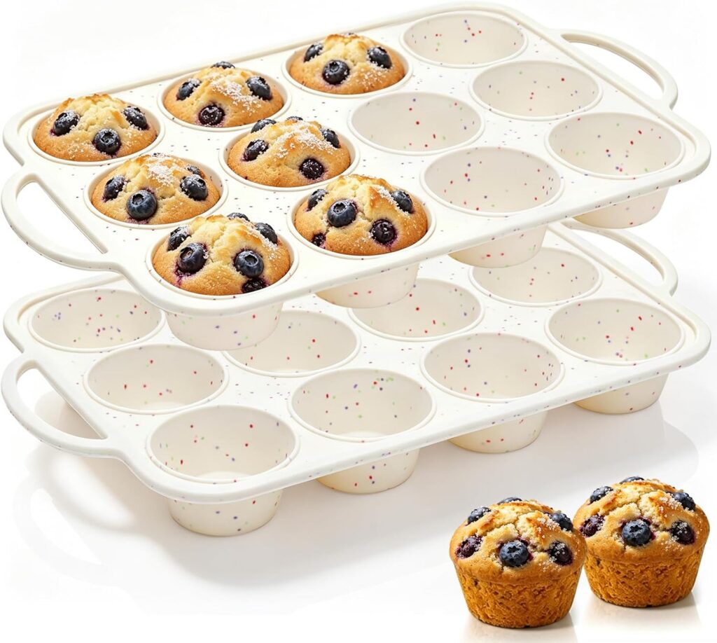 Vinino Metal-Framed Silicone Cupcake Pans, 2 Pack
