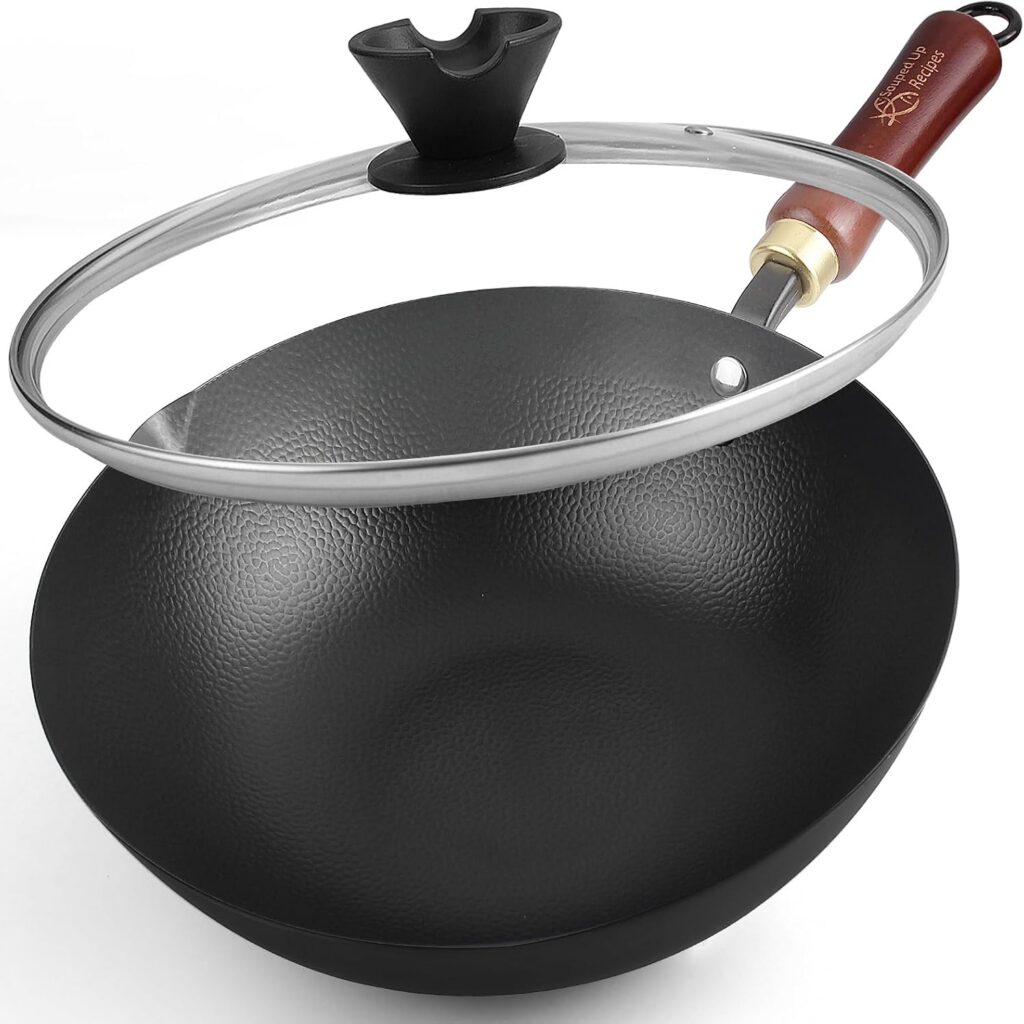 Souped Up Recipes Carbon Steel Wok, 10 Inch with Lid