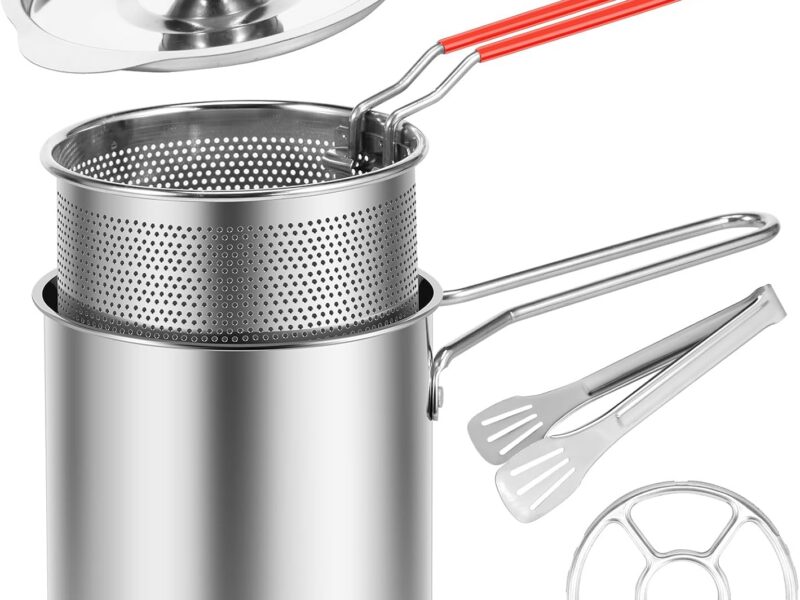 Stainless Steel Mini Deep Fryer Pot with Strainer Basket, Style 03